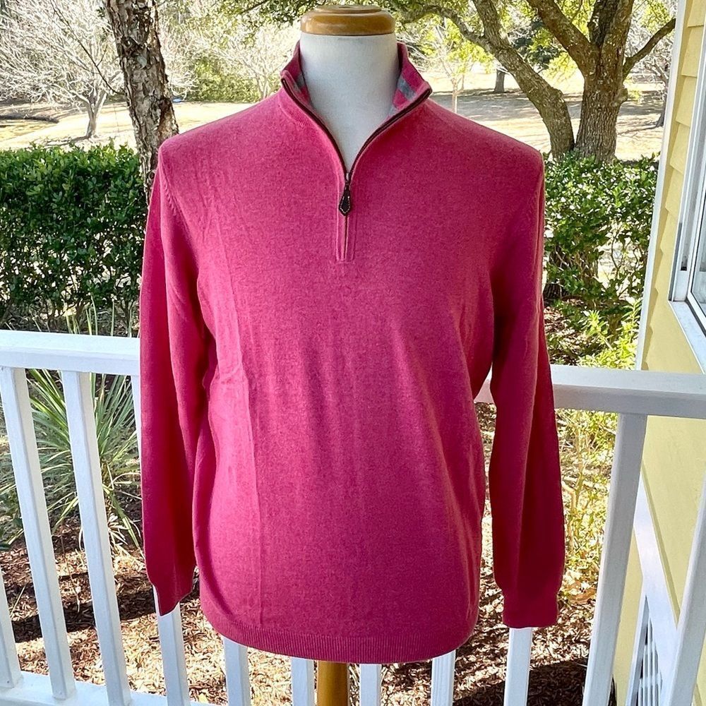 Bullock & Jones Pink 1/2 Zip Pullover Sweater. Size 44/EU 52.